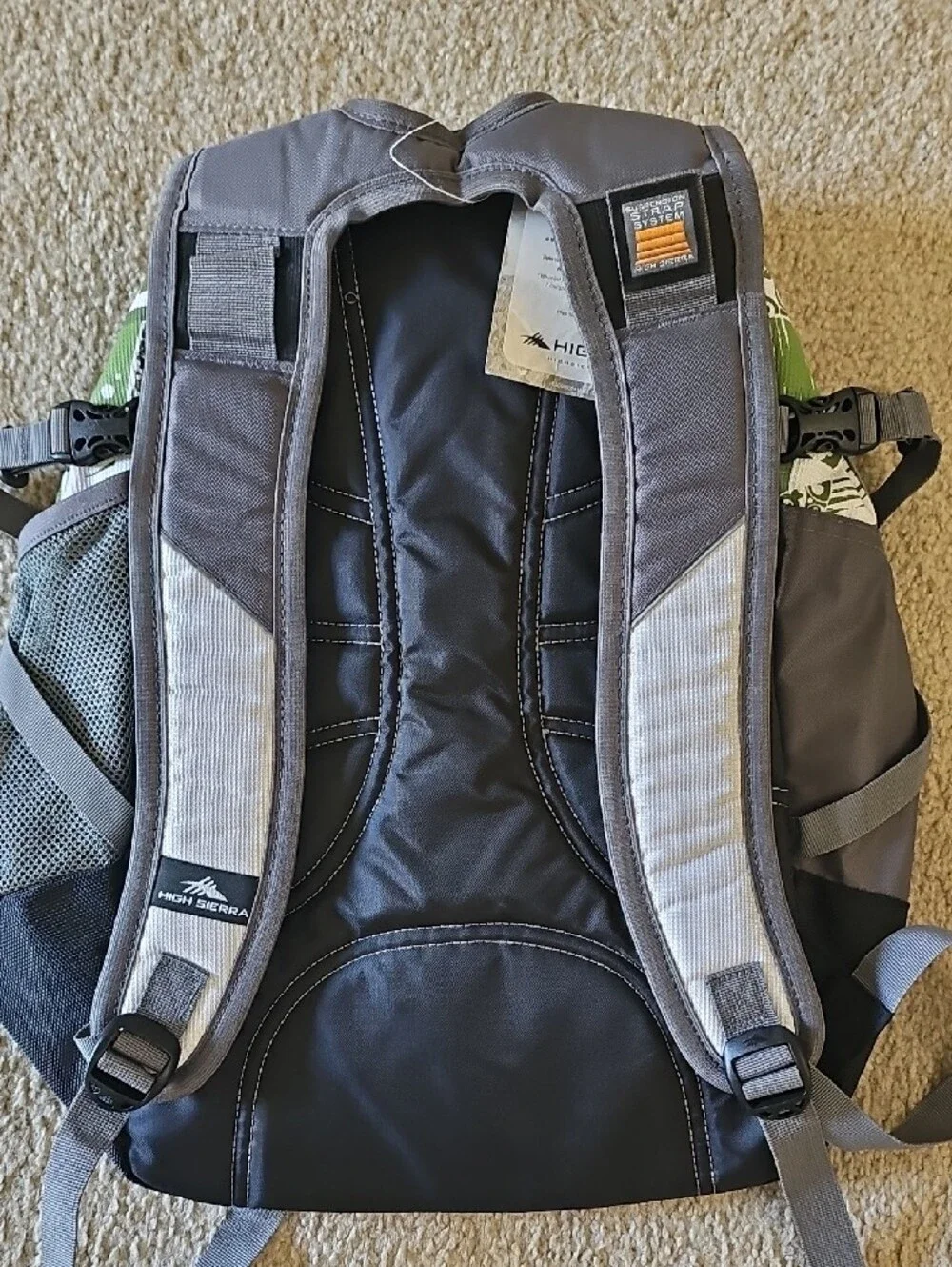 High Sierra Gray and Green Geometric Men's Backpack